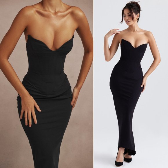 House of CB Dresses & Skirts - House of CB Sabine Black Strapless Corset Bodycon Maxi Dress